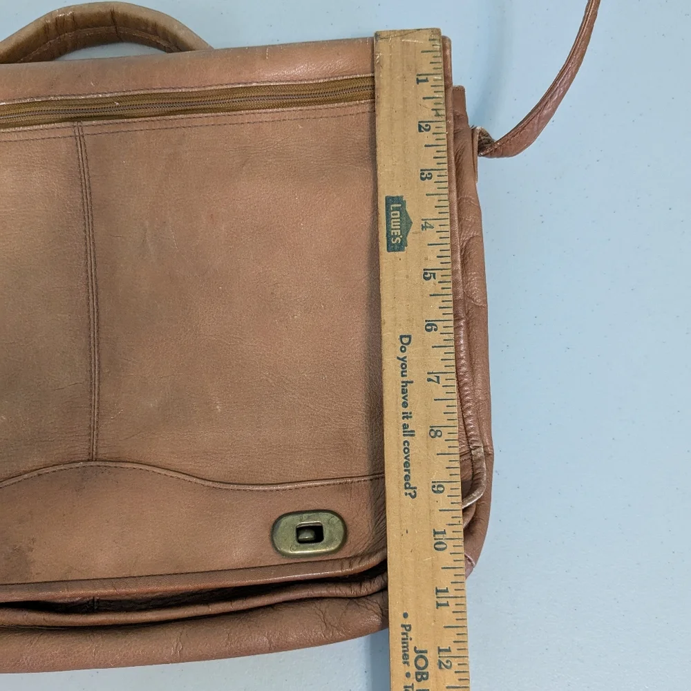 David King Boston Laptop Messenger Bag Briefcase Brown Leather vintage
